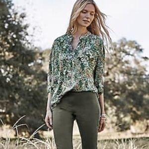 J. Jill Essential Cotton-Stretch Pants in Coriander Green (26W)